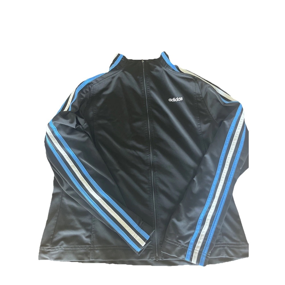 Vintage 2004 Men's Track Zip Adidas 3 Striped Jacket Size XL Black Blue White